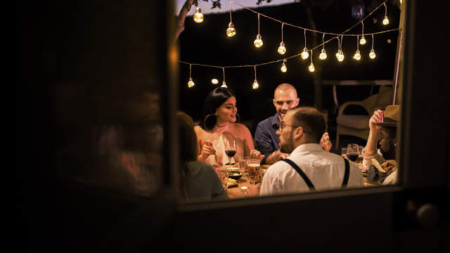 Friends having dinner