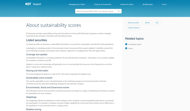 sustainability scores