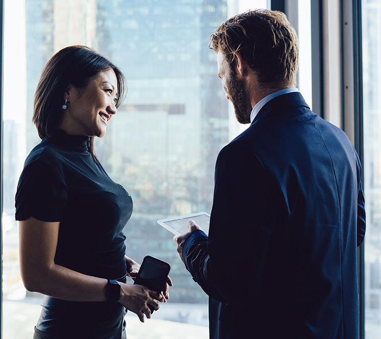 Male and female chatting