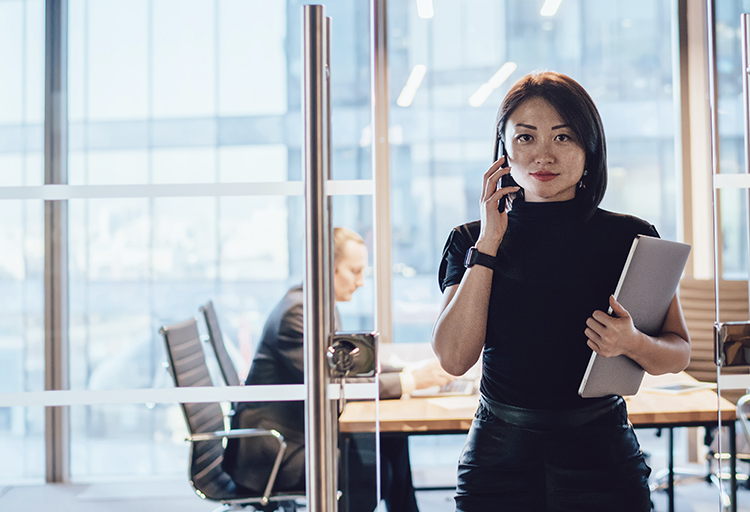 Female speaking on phone