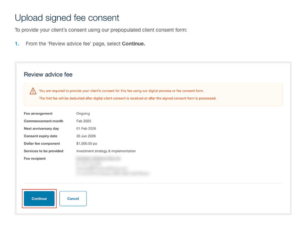how to upload an offline fee consent form