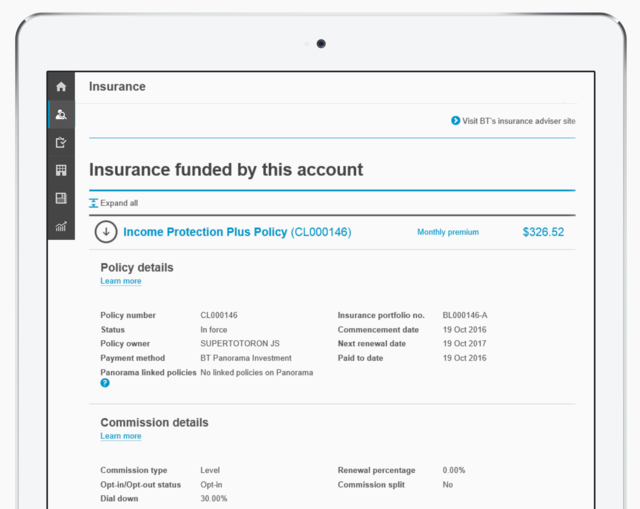 Panorama insurance screenshot