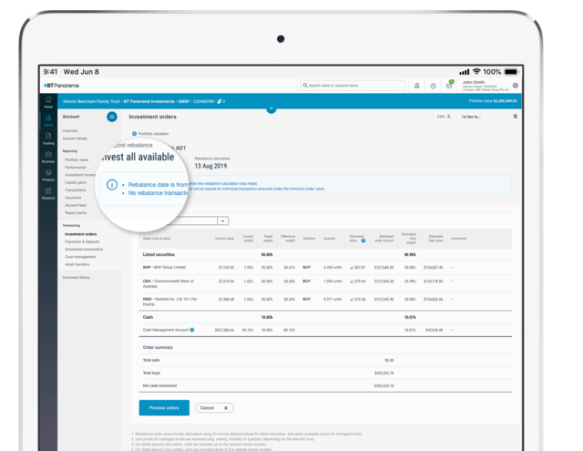 set up automated rebalance instructions