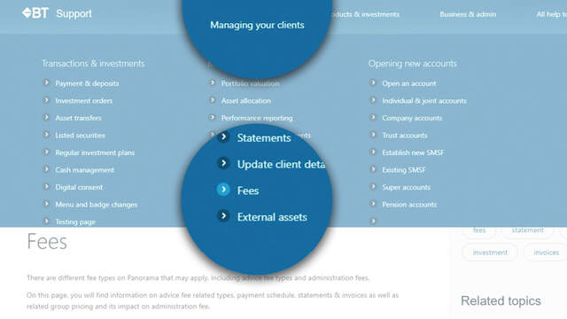 How do I manage fee submissions on BT Panorama?